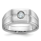 14k White Gold Mens Polished and Satin 1/5 carat Diamond Complete Ring - Sophia Jewelers