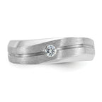 14k White Gold Mens Polished and Satin 1/10 carat Diamond Complete Ring - Sophia Jewelers