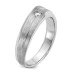 14k White Gold Mens Polished and Satin 1/10 carat Diamond Complete Ring - Sophia Jewelers