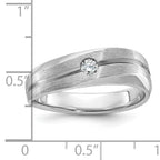 14k White Gold Mens Polished and Satin 1/10 carat Diamond Complete Ring - Sophia Jewelers