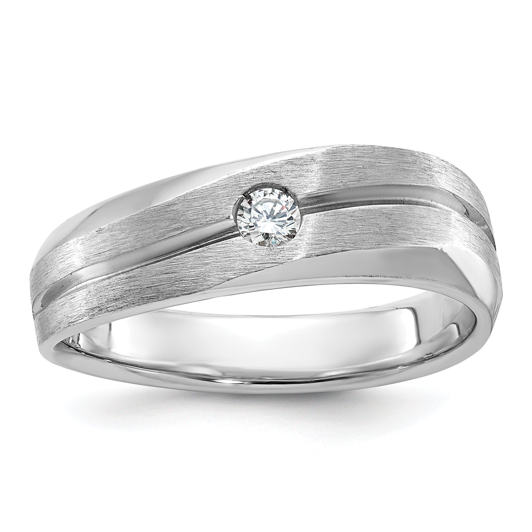 14k White Gold Mens Polished and Satin Diamond Ring Mounting, Mounting Only - Sophia Jewelers Main image