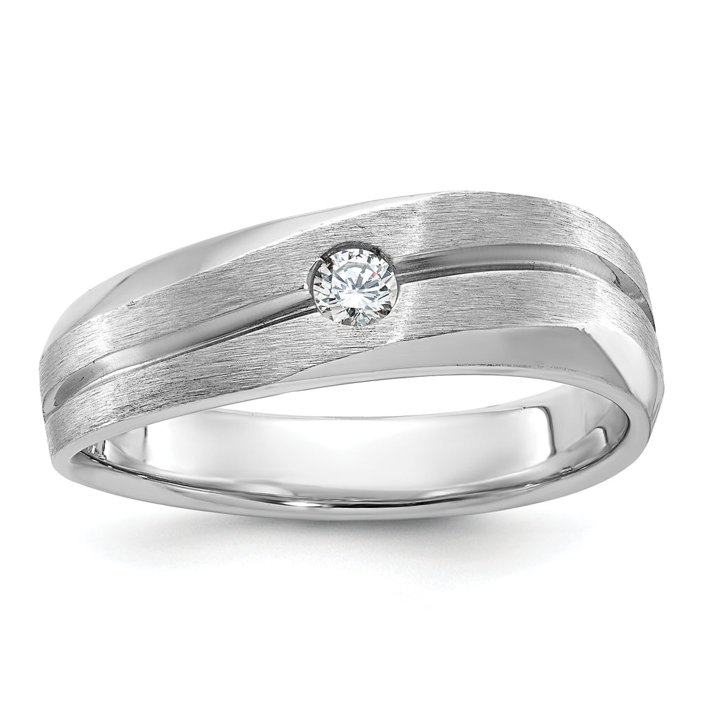 14k White Gold Mens Polished and Satin Diamond Ring Mounting, Mounting Only - Sophia Jewelers