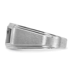 14k White Gold Men's Polished Satin and Grooved Ring Mounting, Mounting Only - Sophia Jewelers