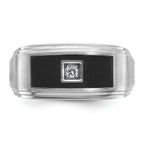 14k White Gold Men's Polished Satin and Grooved Ring Mounting, Mounting Only - Sophia Jewelers
