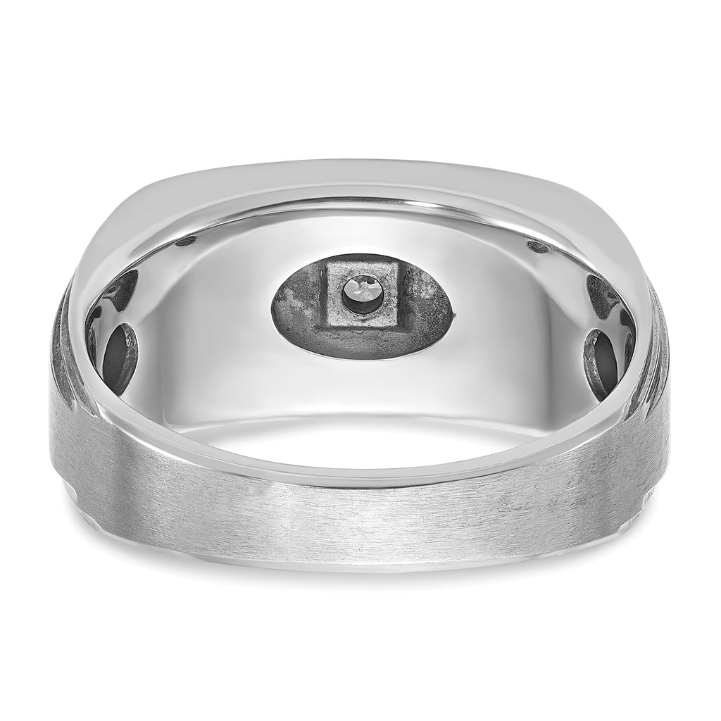 14k White Gold with Black Enamel Men's Polished Satin and Grooved 1/20 Carat AA Quality Diamond Ring - Sophia Jewelers