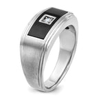 14k White Gold Men's Polished Satin and Grooved Ring Mounting, Mounting Only - Sophia Jewelers