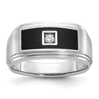 14k White Gold Men's Polished Satin and Grooved Ring Mounting, Mounting Only - Sophia Jewelers
