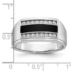 14k White Gold Men's Polished and Satin Onyx and 1/6 Carat AA Quality Diamond Ring - Sophia Jewelers