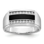 14k White Gold Men's Polished and Satin Gemstone Ring Mounting, Mounting Only - Sophia Jewelers