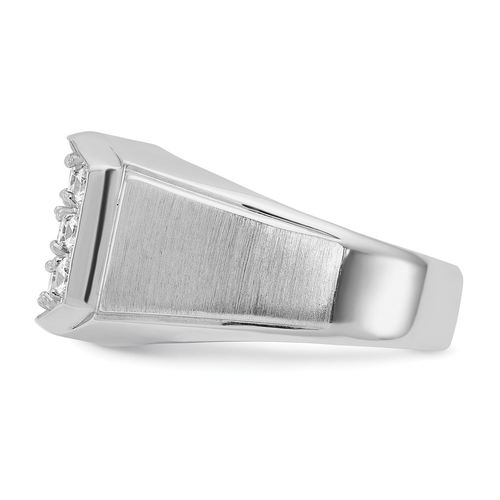 14k White Gold Mens Polished and Satin Cluster Ring Mounting, Mounting Only - Sophia Jewelers