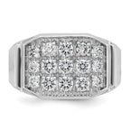 14k White Gold Mens Polished and Satin Cluster Ring Mounting, Mounting Only - Sophia Jewelers