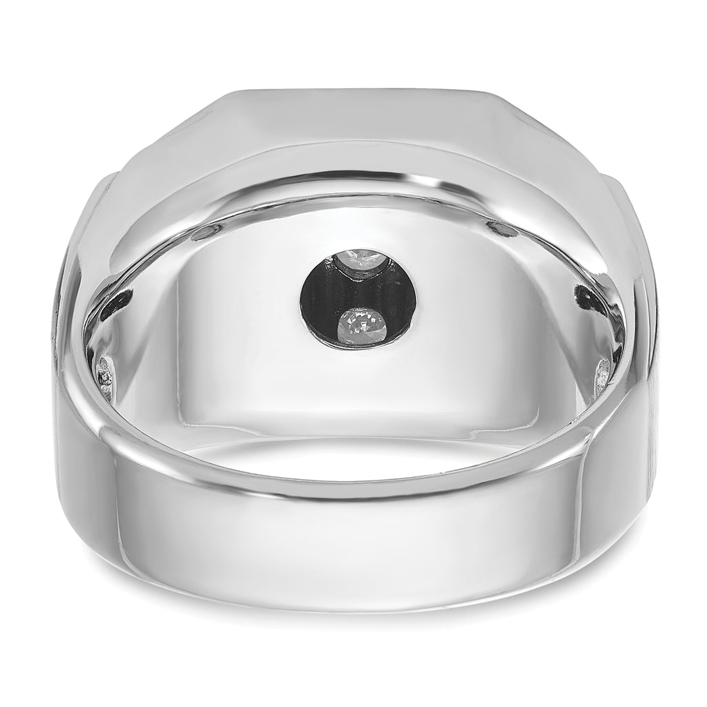 14k White Gold Mens Polished and Satin Cluster Ring Mounting, Mounting Only - Sophia Jewelers