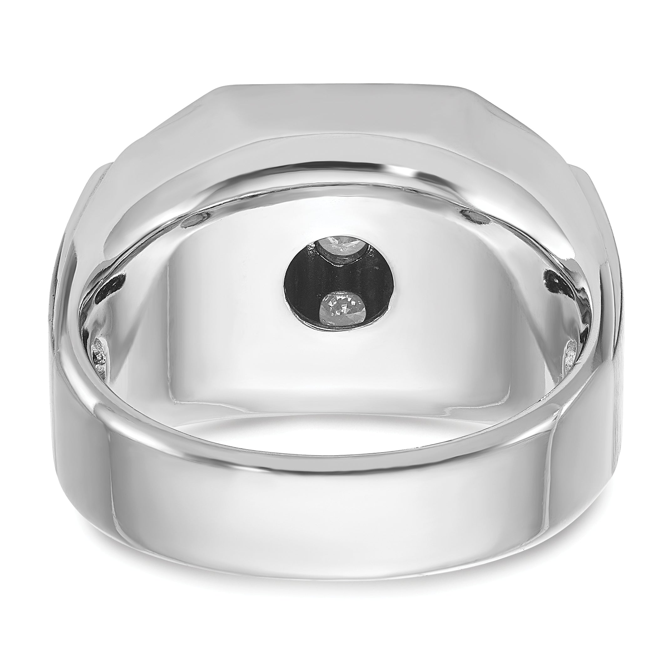 14k White Gold Mens Polished and Satin 1.5 Carat AA Quality Diamond Cluster Ring - Sophia Jewelers