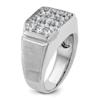14k White Gold Mens Polished and Satin 1.5 Carat AA Quality Diamond Cluster Ring - Sophia Jewelers