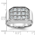 14k White Gold Mens Polished and Satin Cluster Ring Mounting, Mounting Only - Sophia Jewelers
