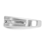 14k White Gold Mens Polished and Satin 1/6 carat Diamond Complete Ring - Sophia Jewelers