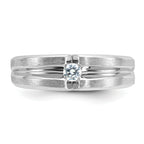 14k White Gold Mens Polished and Satin 1/6 carat Diamond Complete Ring - Sophia Jewelers