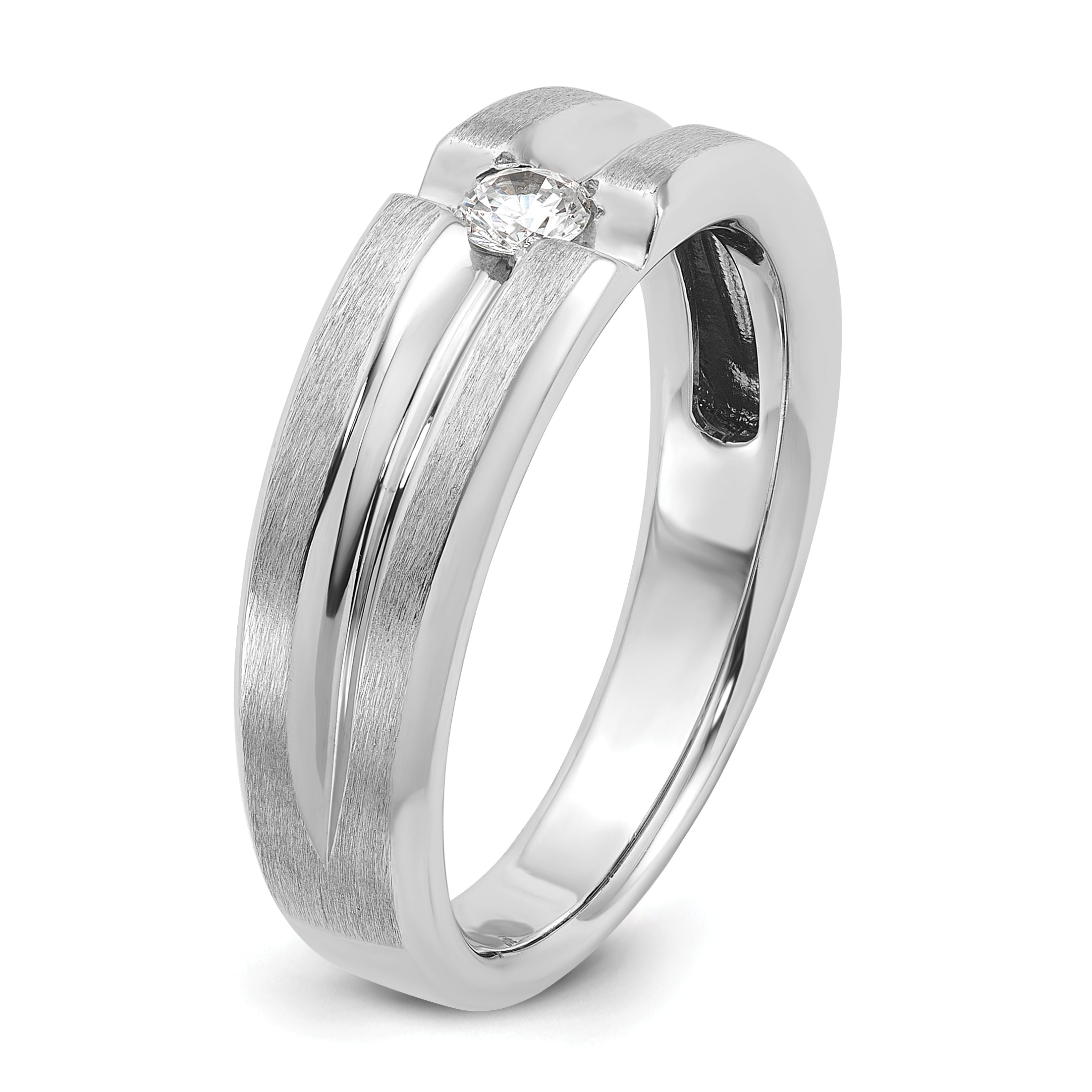 14k White Gold Mens Polished and Satin Diamond Ring Mounting, Mounting Only - Sophia Jewelers