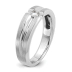 14k White Gold Mens Polished and Satin 1/6 carat Diamond Complete Ring - Sophia Jewelers