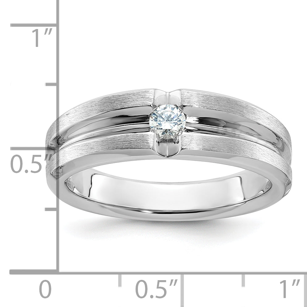 14k White Gold Mens Polished and Satin Diamond Ring Mounting, Mounting Only - Sophia Jewelers
