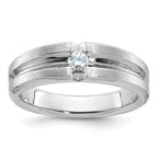 14k White Gold Mens Polished and Satin 1/6 carat Diamond Complete Ring - Sophia Jewelers