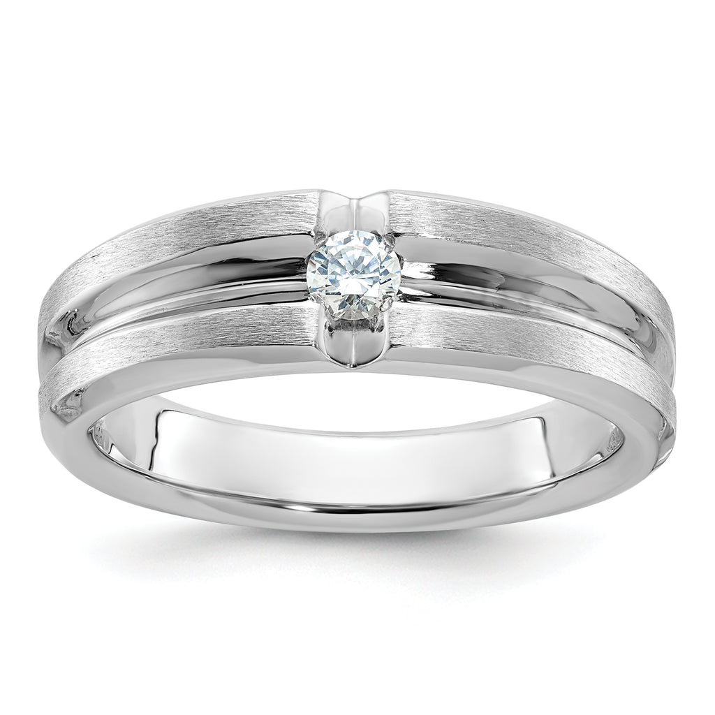 14k White Gold Mens Polished and Satin Diamond Ring Mounting, Mounting Only - Sophia Jewelers
