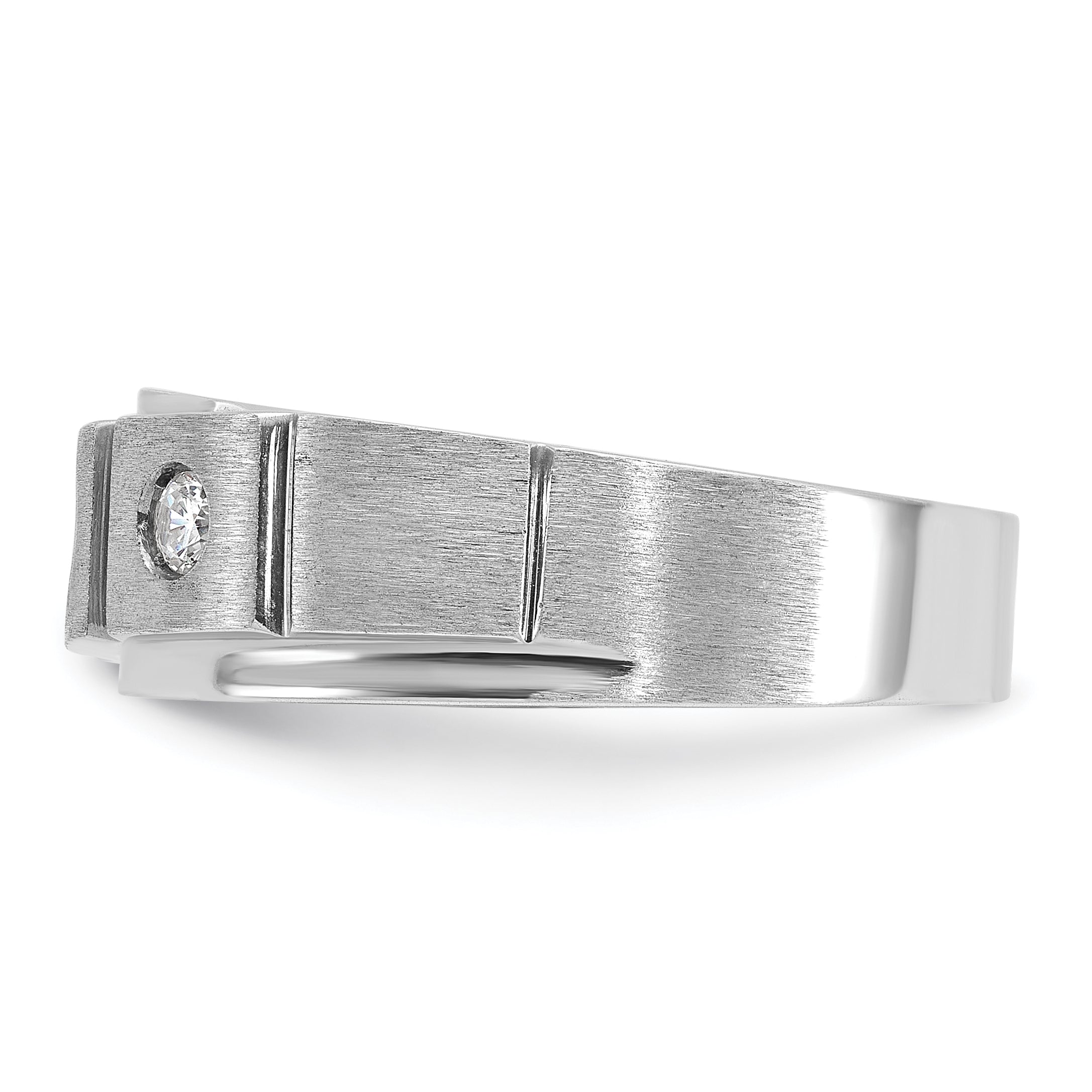 14k White Gold Mens Polished and Satin Diamond Ring Mounting, Mounting Only - Sophia Jewelers
