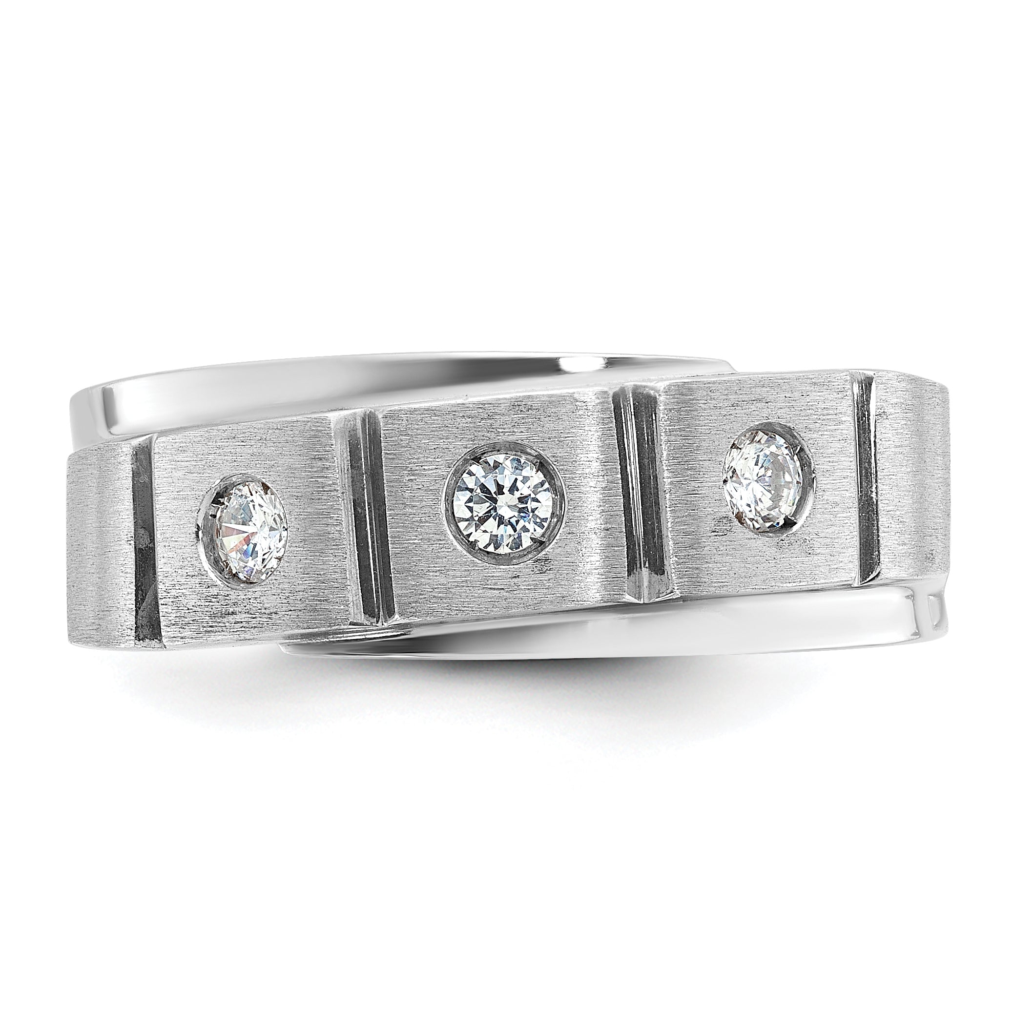 14k White Gold Mens Polished and Satin Diamond Ring Mounting, Mounting Only - Sophia Jewelers