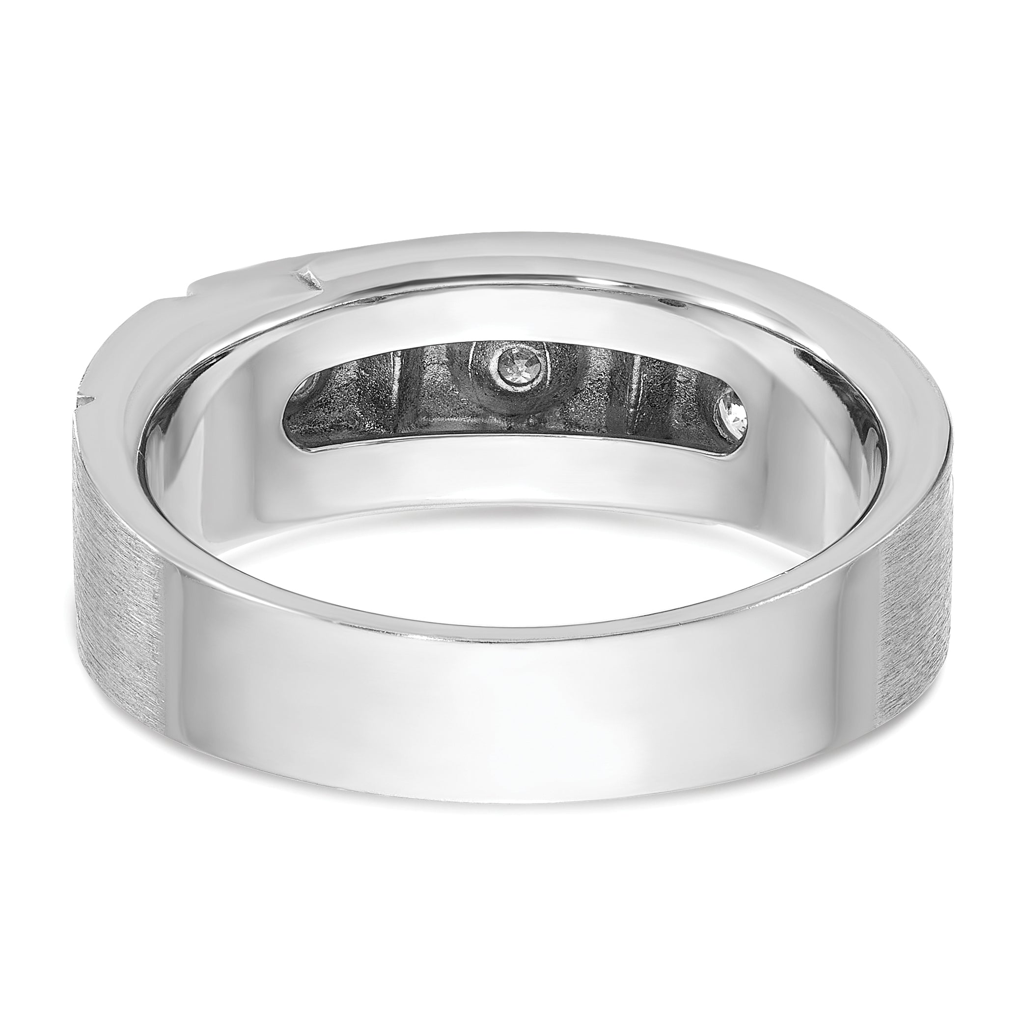 14k White Gold Mens Polished and Satin 1/4 carat Diamond Complete Ring - Sophia Jewelers
