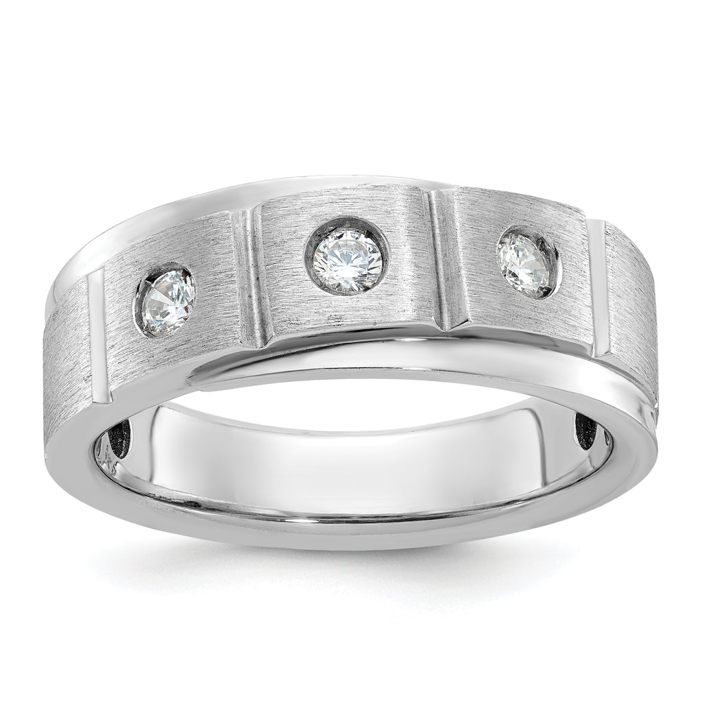 14k White Gold Mens Polished and Satin Diamond Ring Mounting, Mounting Only - Sophia Jewelers