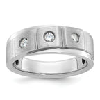 14k White Gold Mens Polished and Satin 1/4 carat Diamond Complete Ring - Sophia Jewelers