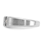 14k White Gold Men's Polished Satin and Grooved 3-Stone 1/5 Carat AA Quality Diamond Ring - Sophia Jewelers