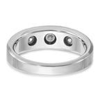 14k White Gold Men's Polished Satin and Grooved 3-Stone 1/5 Carat AA Quality Diamond Ring - Sophia Jewelers