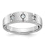 14k White Gold Men's Polished Satin and Grooved 3-Stone 1/5 Carat AA Quality Diamond Ring - Sophia Jewelers