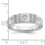 14k White Gold Men's Polished Satin and Grooved 3-Stone 1/5 Carat AA Quality Diamond Ring - Sophia Jewelers