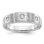 14k White Gold Men's Polished Satin and Grooved 3-Stone Ring Mounting, Mounting Only - Sophia Jewelers