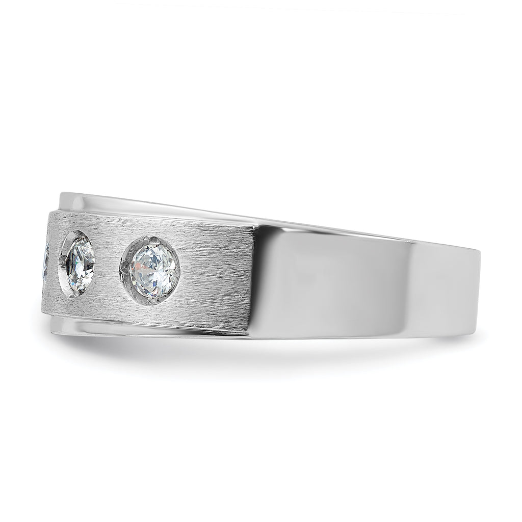 14k White Gold Mens Polished and Satin Diamond Ring Mounting, Mounting Only - Sophia Jewelers