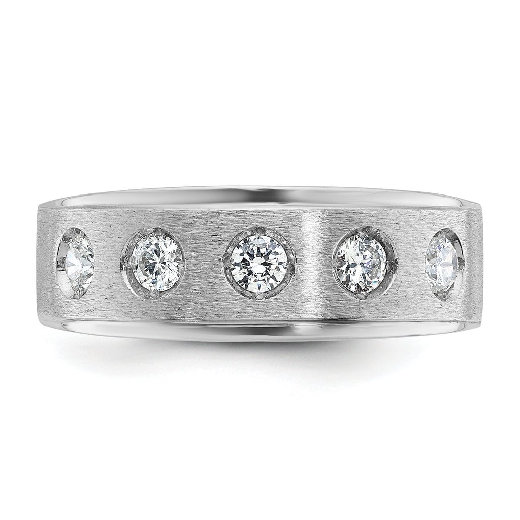 14k White Gold Mens Polished and Satin Diamond Ring Mounting, Mounting Only - Sophia Jewelers