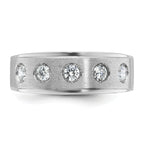 14k White Gold Mens Polished and Satin Diamond Ring Mounting, Mounting Only - Sophia Jewelers