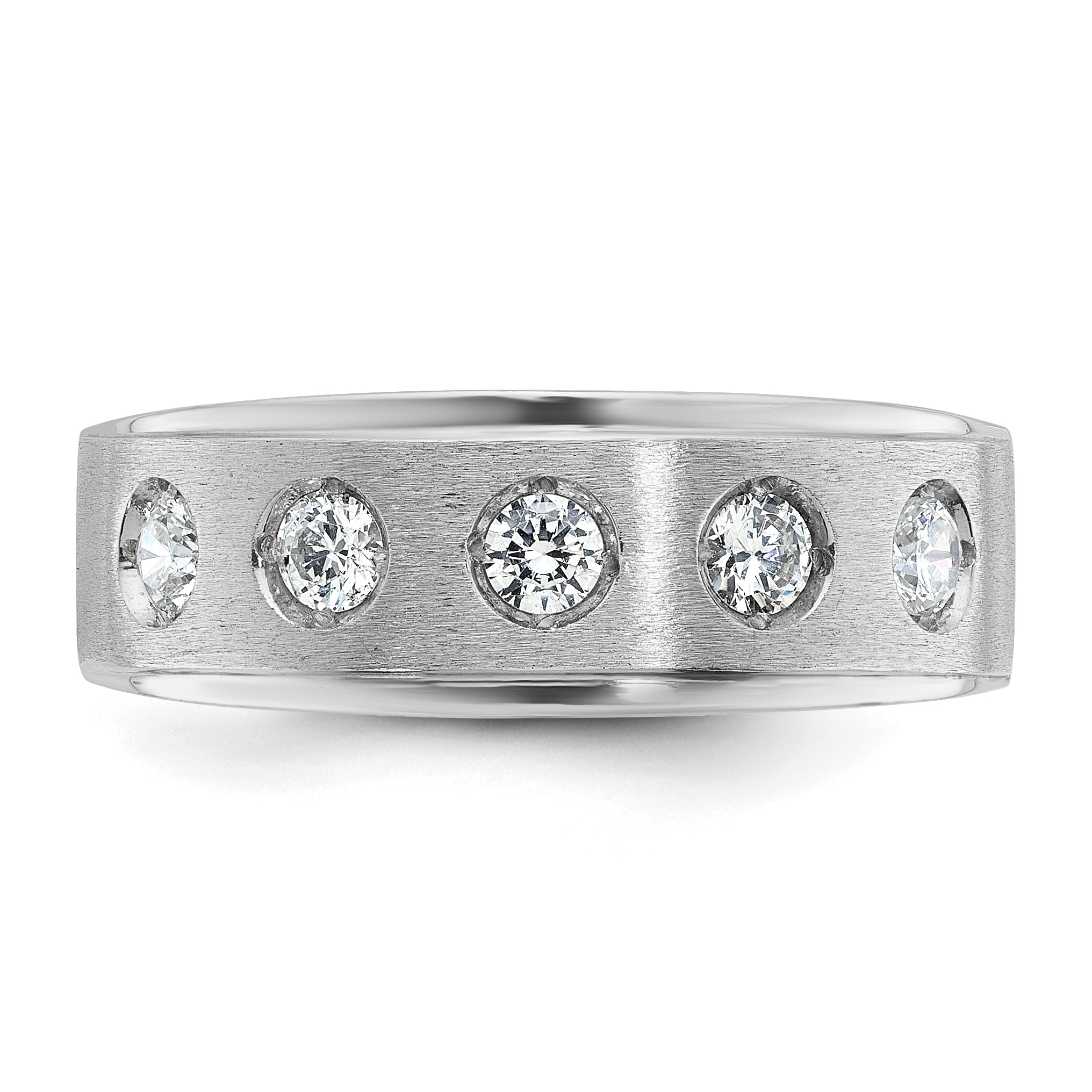 14k White Gold Mens Polished and Satin Diamond Ring Mounting, Mounting Only - Sophia Jewelers