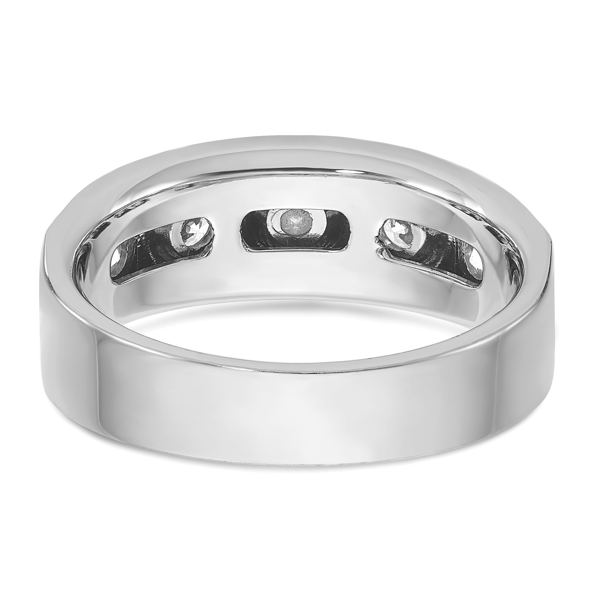 14k White Gold Mens Polished and Satin 1/2 carat Diamond Complete Ring - Sophia Jewelers
