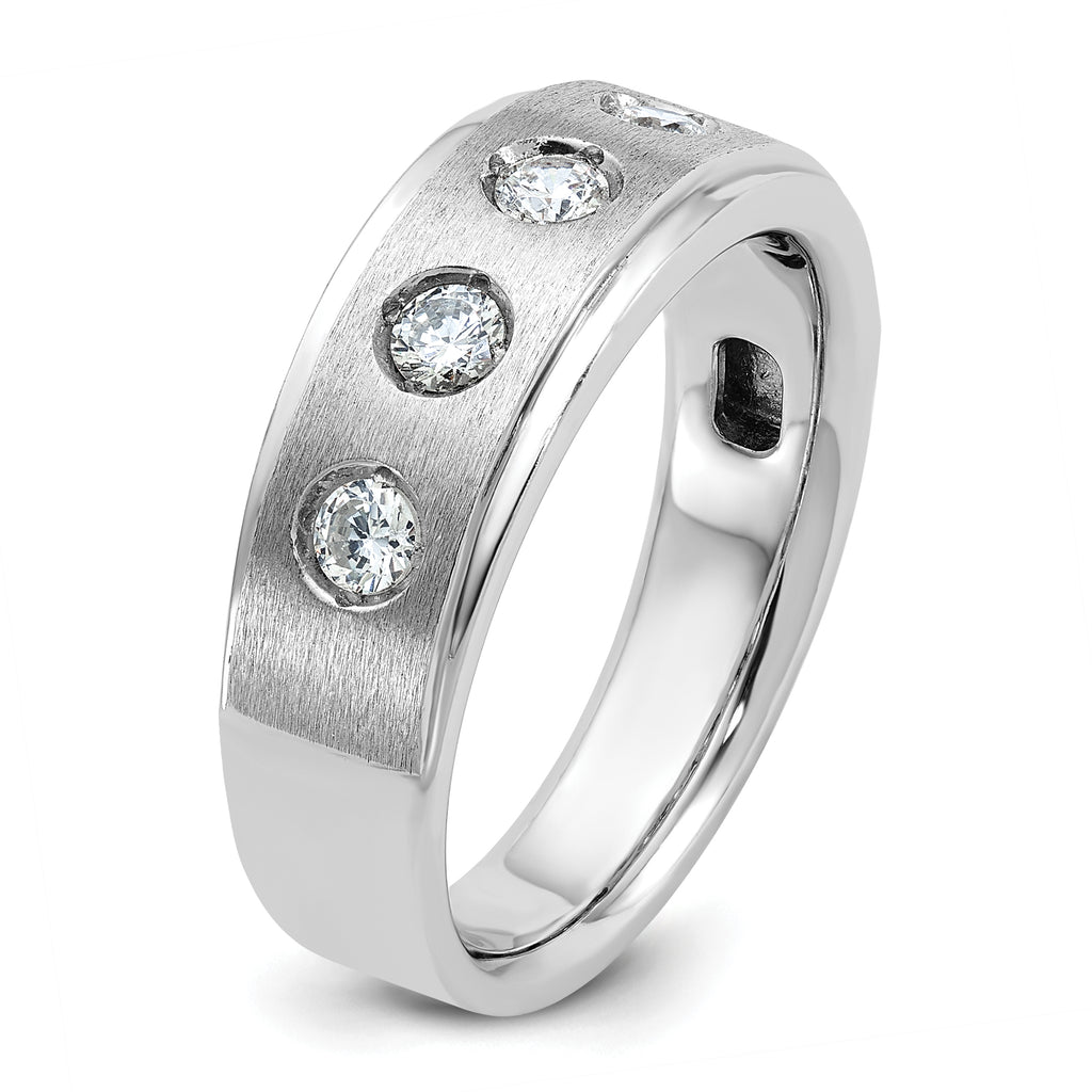 14k White Gold Mens Polished and Satin Diamond Ring Mounting, Mounting Only - Sophia Jewelers