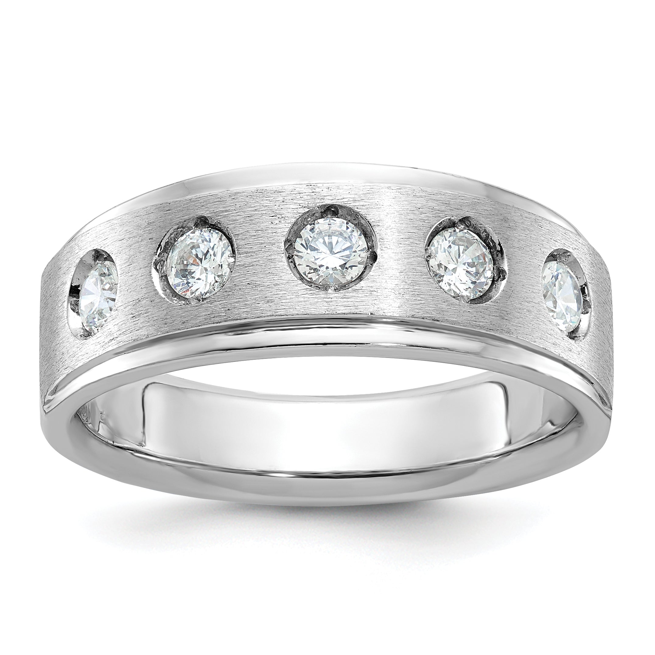 14k White Gold Mens Polished and Satin Diamond Ring Mounting, Mounting Only - Sophia Jewelers