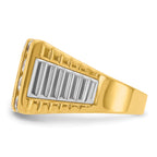 14k Two-tone Men's Polished and Textured 4-Row Ring Mounting, Mounting Only - Sophia Jewelers