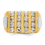 14k Two-tone Men's Polished and Textured 4-Row 2 Carat AA Quality Diamond Ring - Sophia Jewelers
