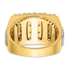 14k Two-tone Men's Polished and Textured 4-Row Ring Mounting, Mounting Only - Sophia Jewelers