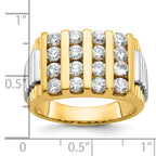 14k Two-tone Men's Polished and Textured 4-Row 2 Carat AA Quality Diamond Ring - Sophia Jewelers