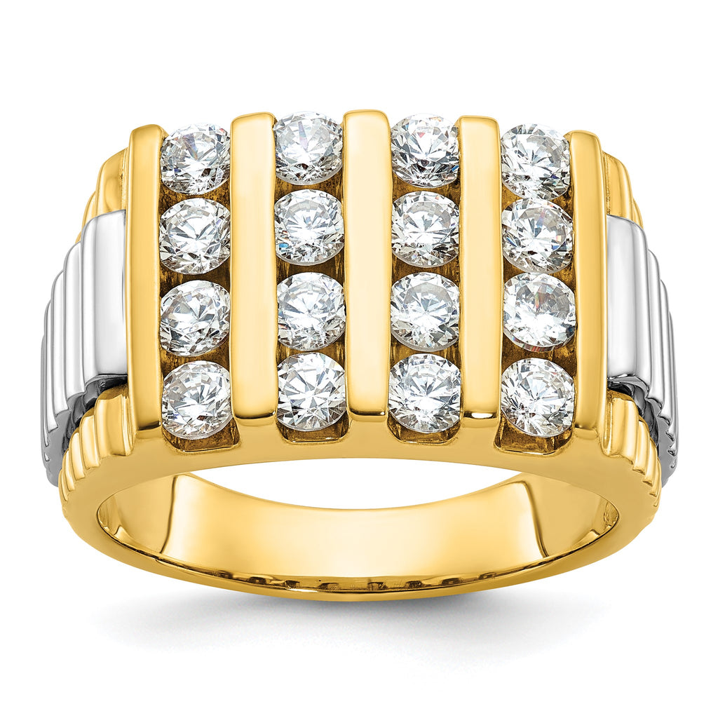 Men's Lab-Grown Diamond Four-Row Ring in 14K Two-Tone Gold (2 ct. tw.), Size 10 - Sophia Jewelers