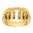 14k Two-tone Mens Polished and Textured 3-Row 1 Carat AA Quality Diamond Ring - Sophia Jewelers