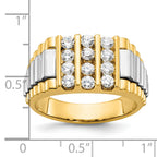 14k Two-tone Mens Polished and Textured 3-Row 1 Carat AA Quality Diamond Ring - Sophia Jewelers